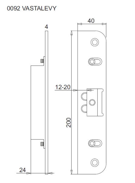 Ulko-oven vastarauta PROF 0092 säädettävä sähkösinkitty
