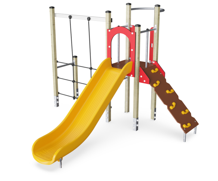 Leikkitorni liukumäellä kiipeilyseinällä Kompan