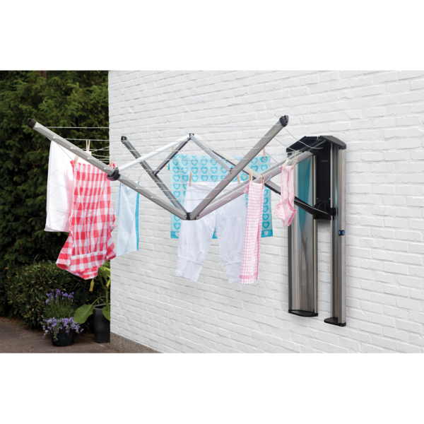 Pyykinkuivausteline Brabantia WallFix 24m suojakotelossa