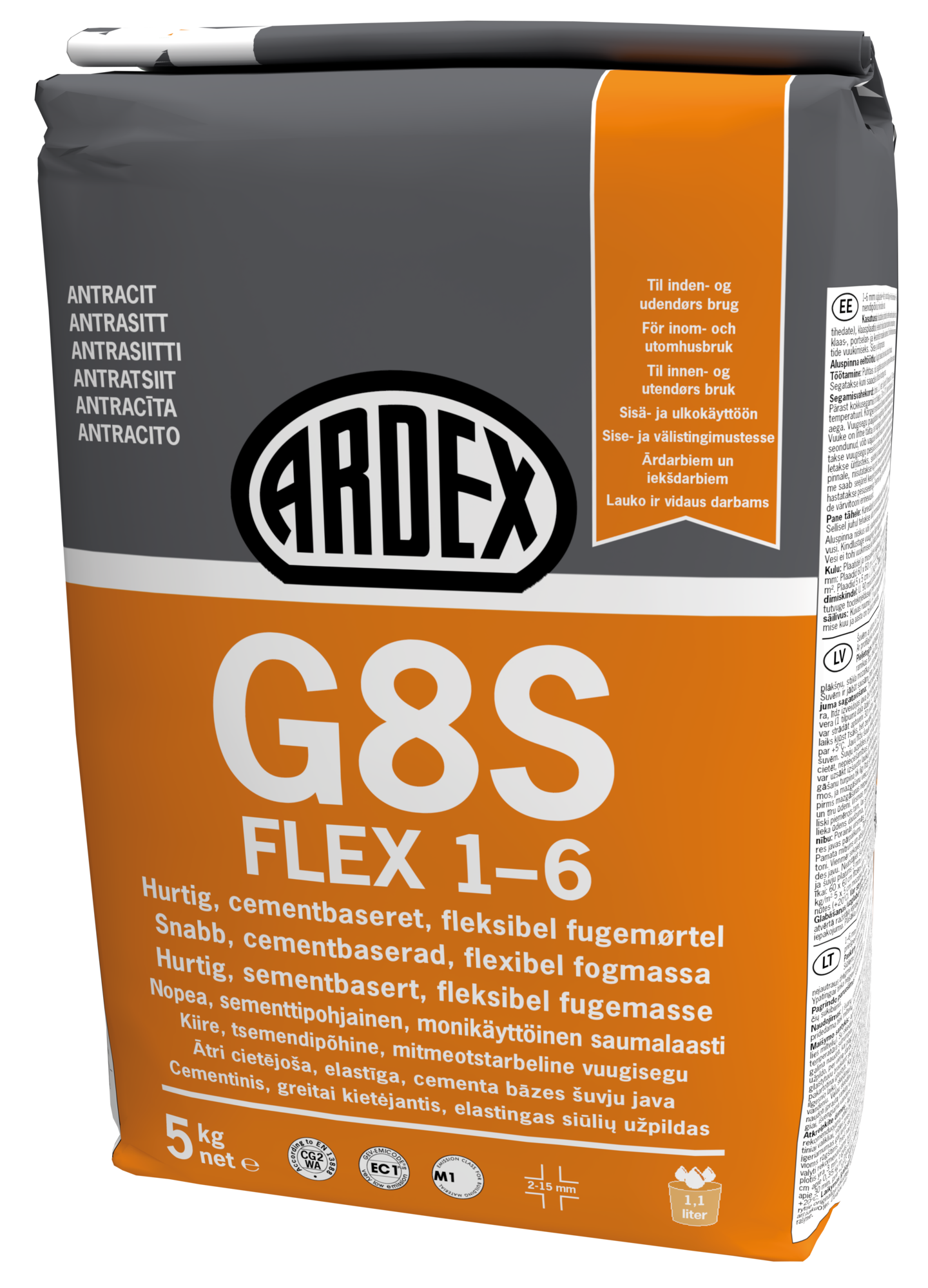Saumalaasti ARDEX G8S FLEX antrasiitti 5kg