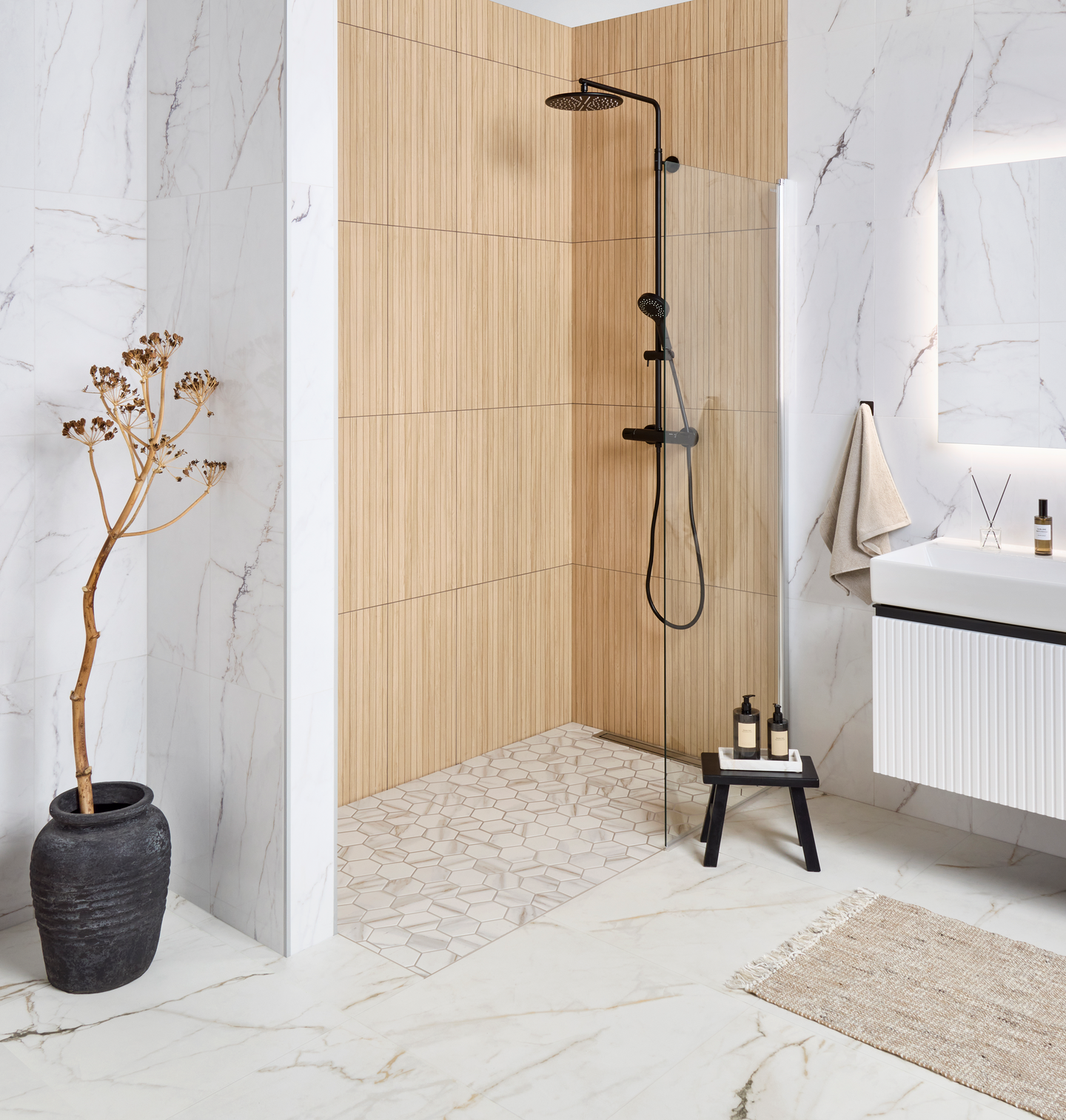 Suihkuseinä Cello Basic 195x50cm kirkas kääntyvä