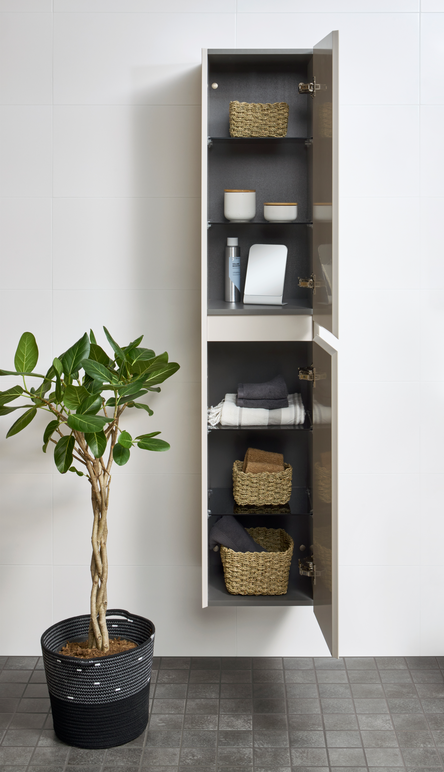 Korkea kaappi Cello Bay K166 L35 S35cm valkoinen 2 ovea