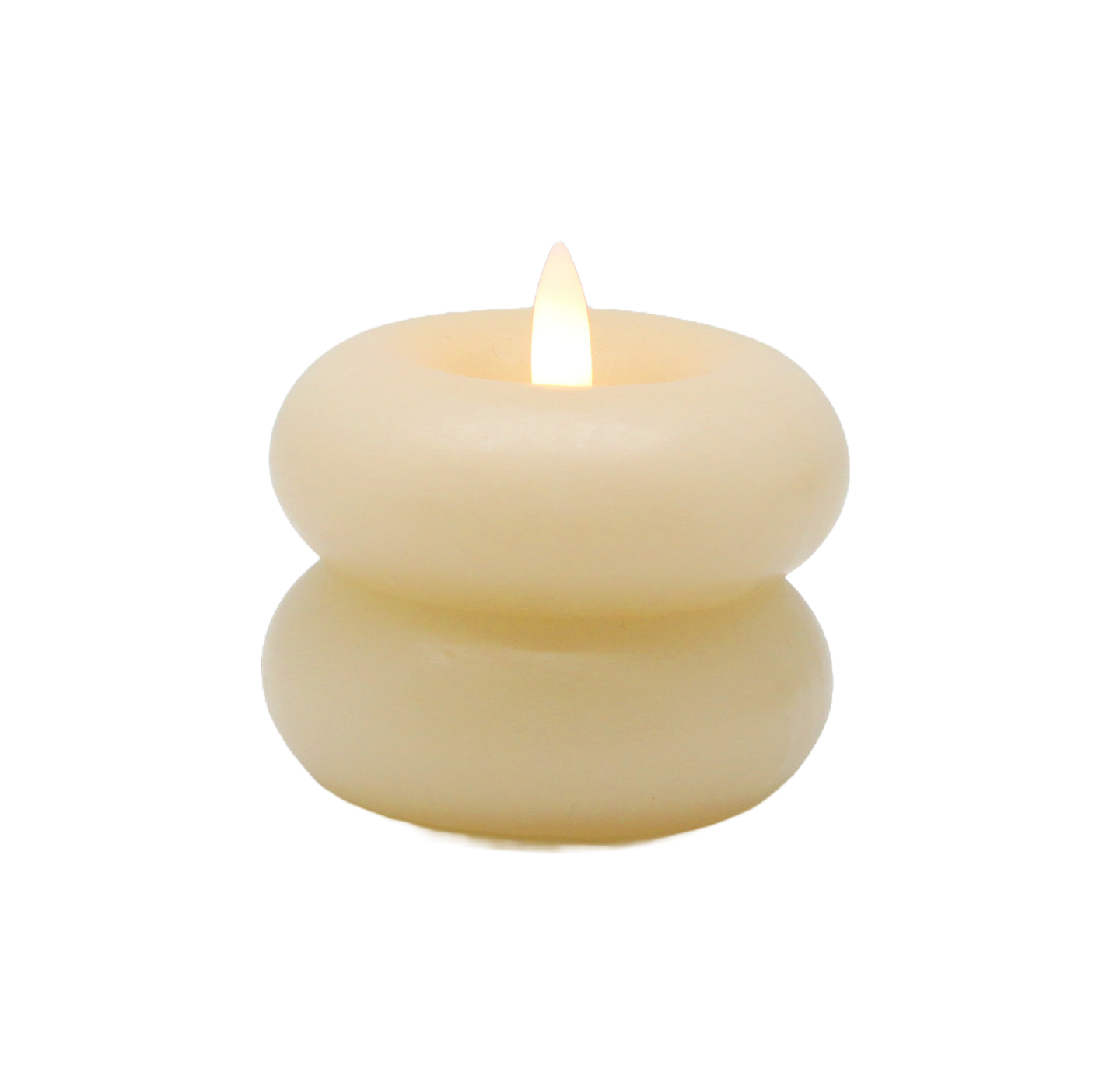 Led-kynttilä Cello donitsi 6,5cm vaaleanbeige