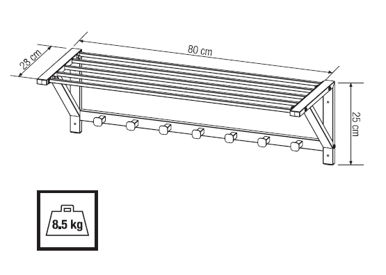 Hattunaulakko Cello Kalle 80x28x25cm valkoinen