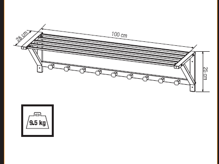 Hattunaulakko Cello Kalle 100x28x25cm valkoinen