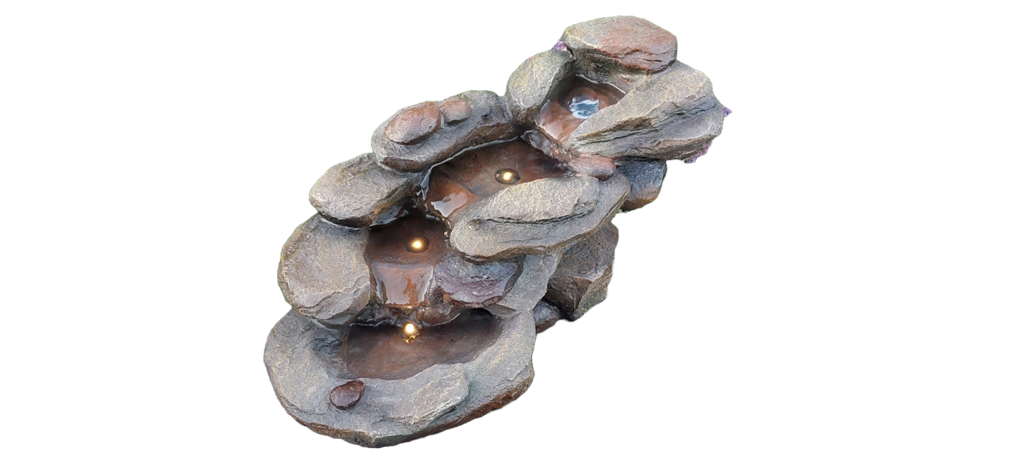 Suihkulähde Cello Puro led valoilla, aurinkopaneelilla ja akulla