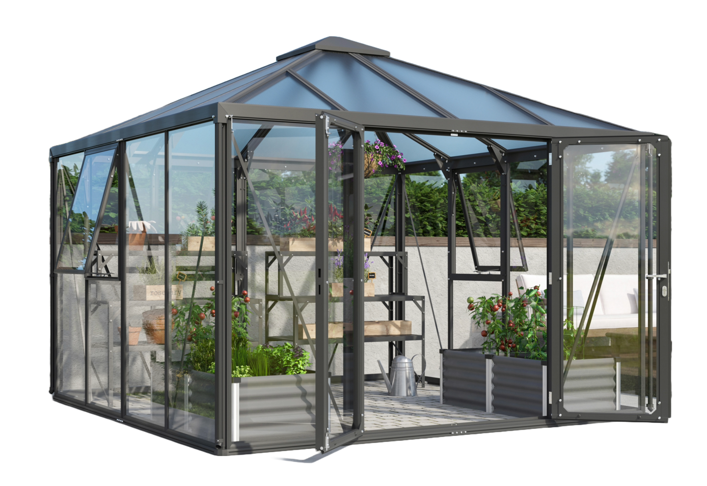 Kasvihuone Vitavia Fortuna 10000 mustalla alumiinirungolla