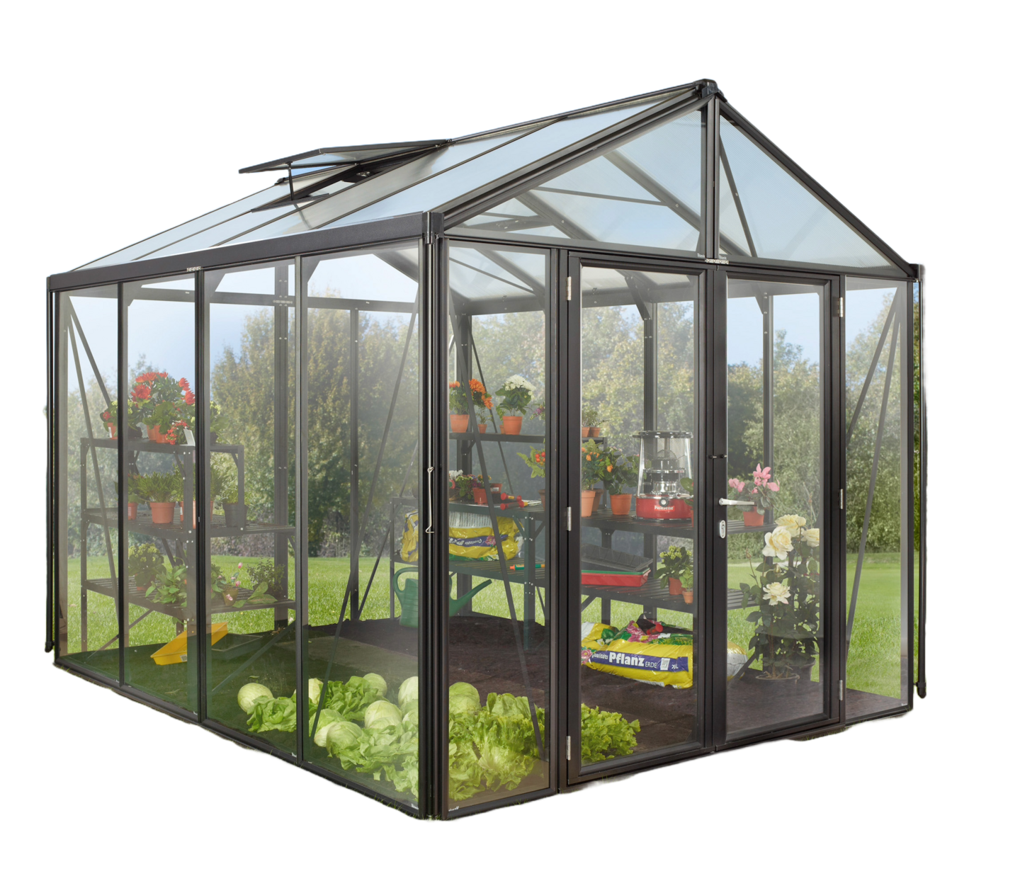 Kasvihuone Vitavia Poseidon 8100 karkaistu lasi + kennolevy