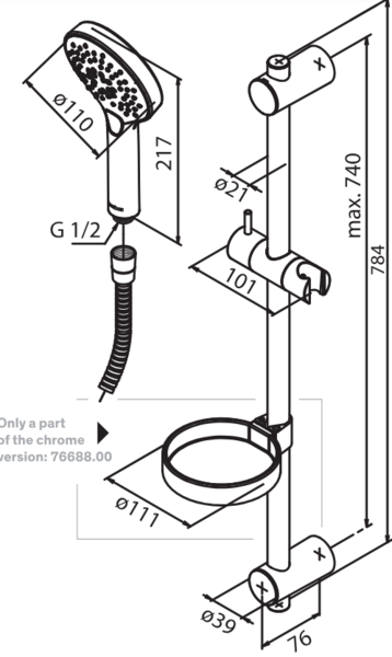 Suihkusetti Damixa Silhouet Flex 76688.87 kupari