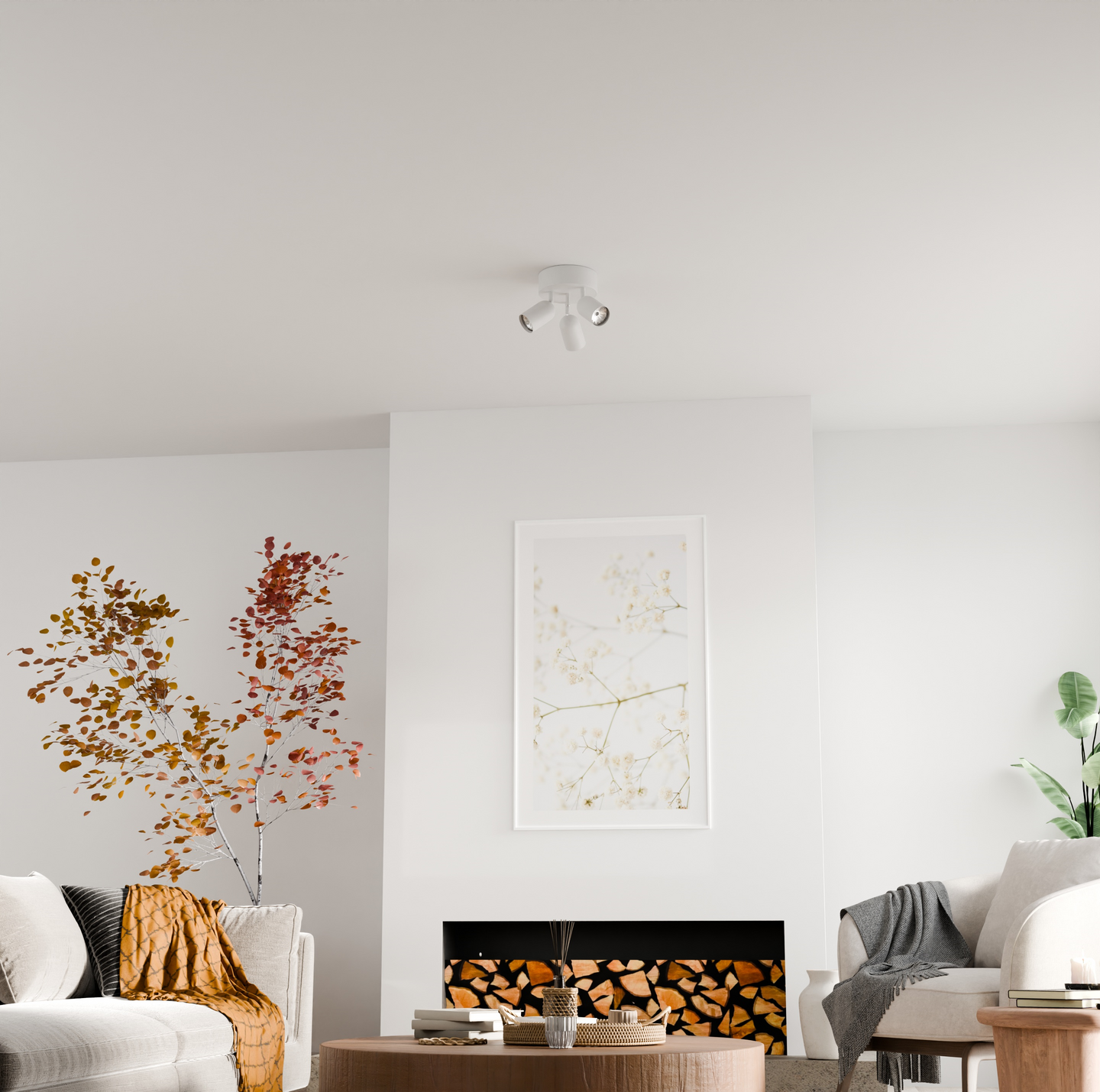 Kattospotti Sessak Kippo 3-osainen valkoinen