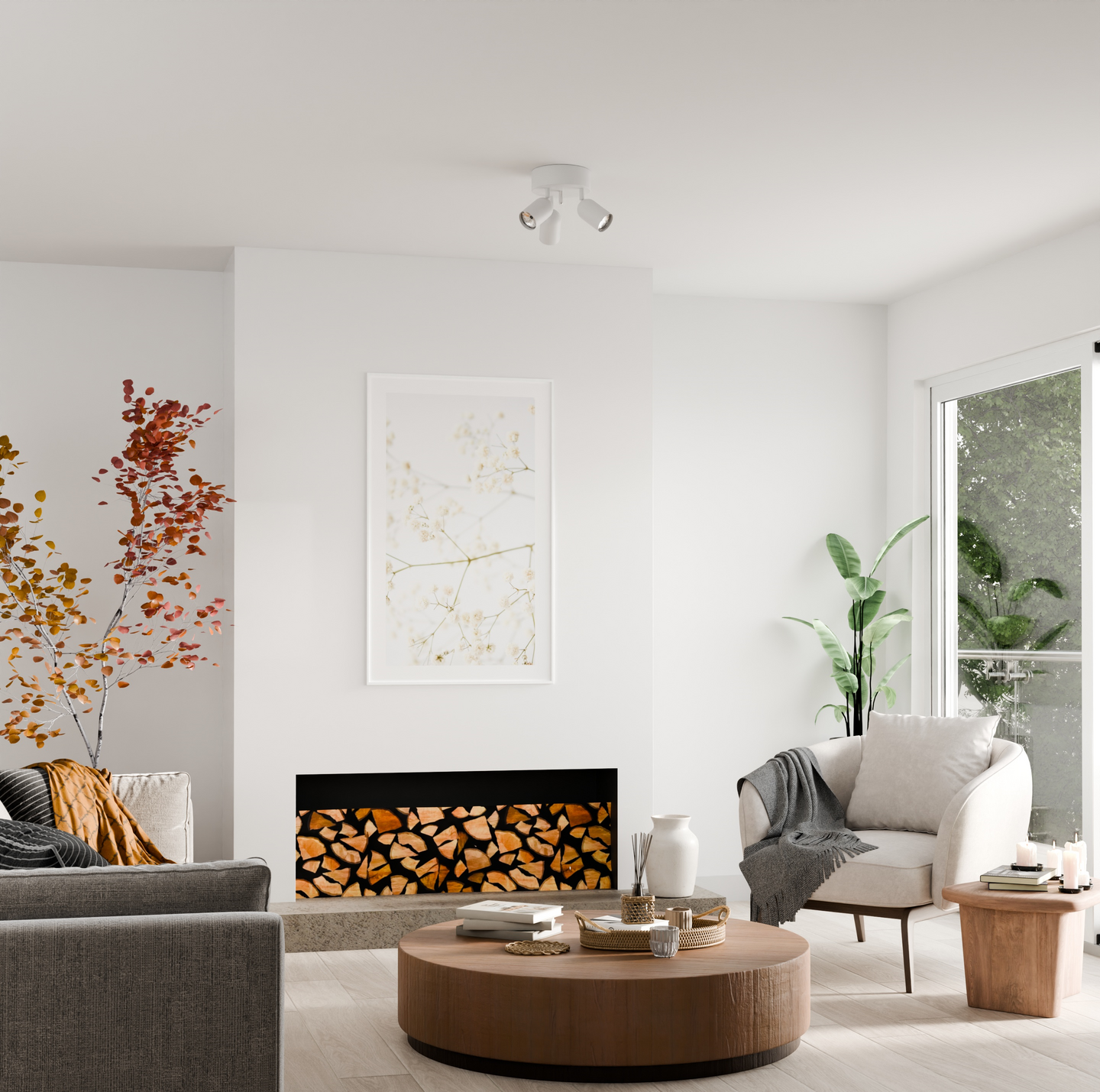 Kattospotti Sessak Kippo 3-osainen valkoinen