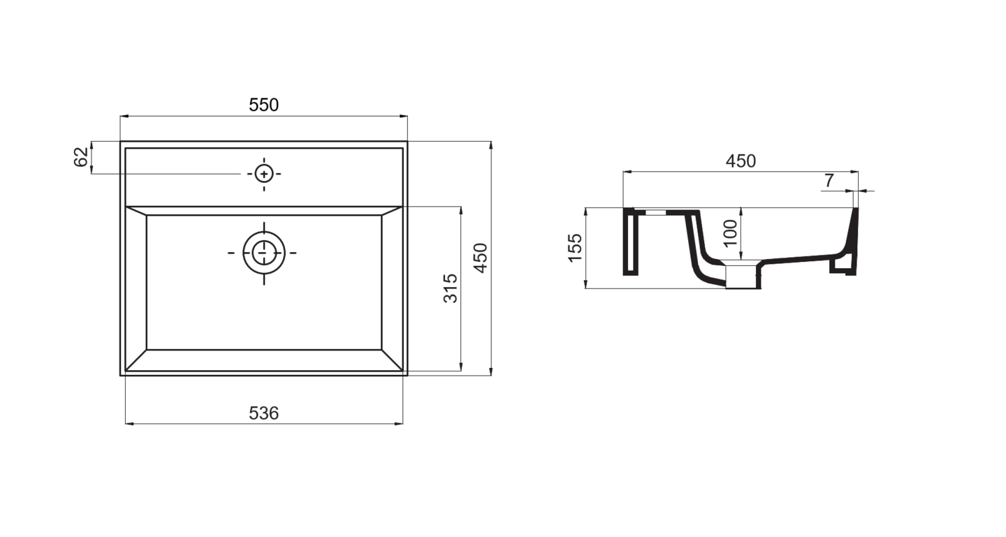 Malja-allas Tammiholma Aveiro 550x450x130mm musta