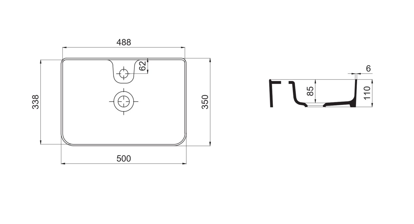 Malja-allas Tammiholma Tomar 500x350x110mm musta