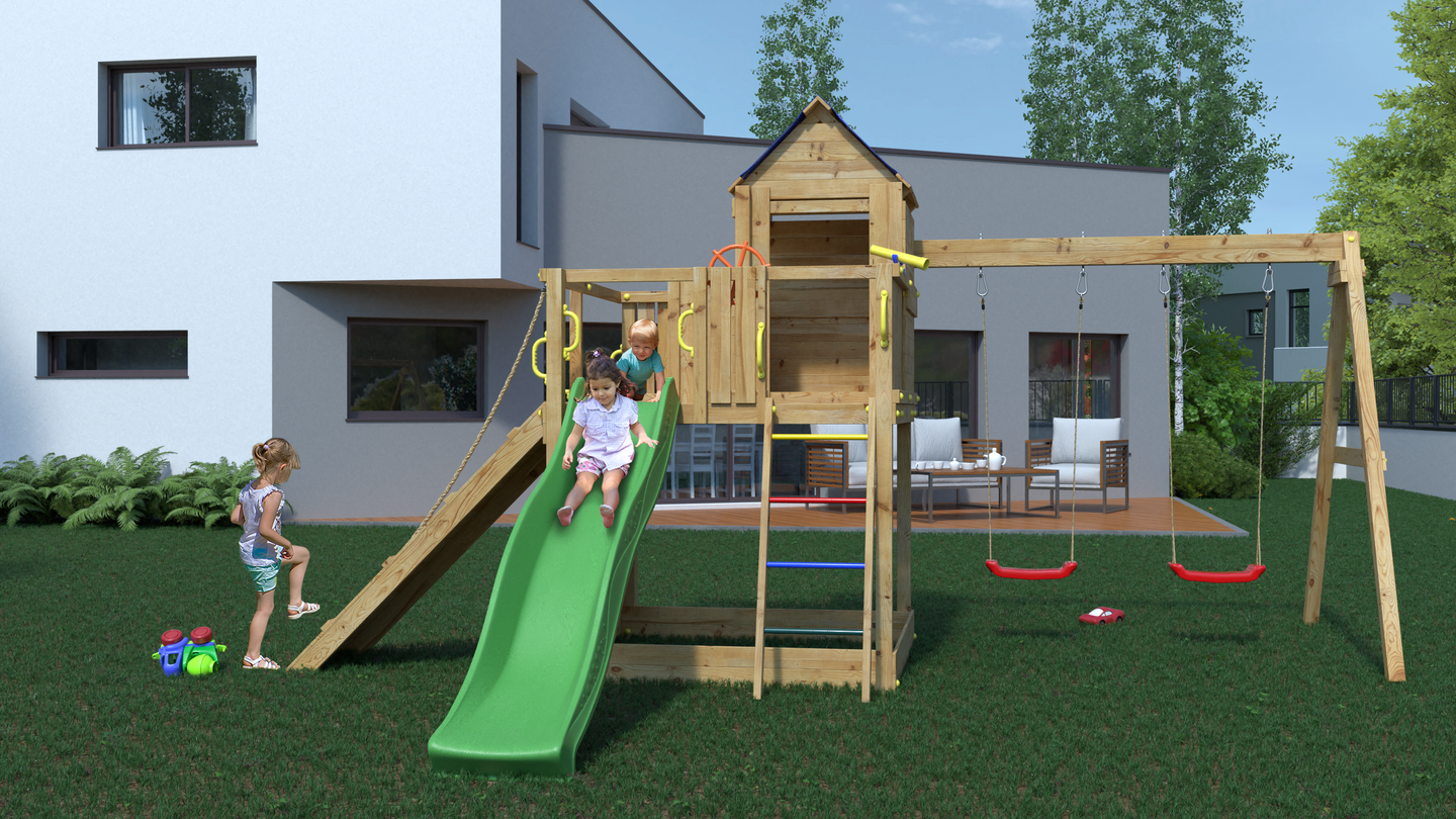 Kiipeilytorni Fungoo Treehouse keinuilla