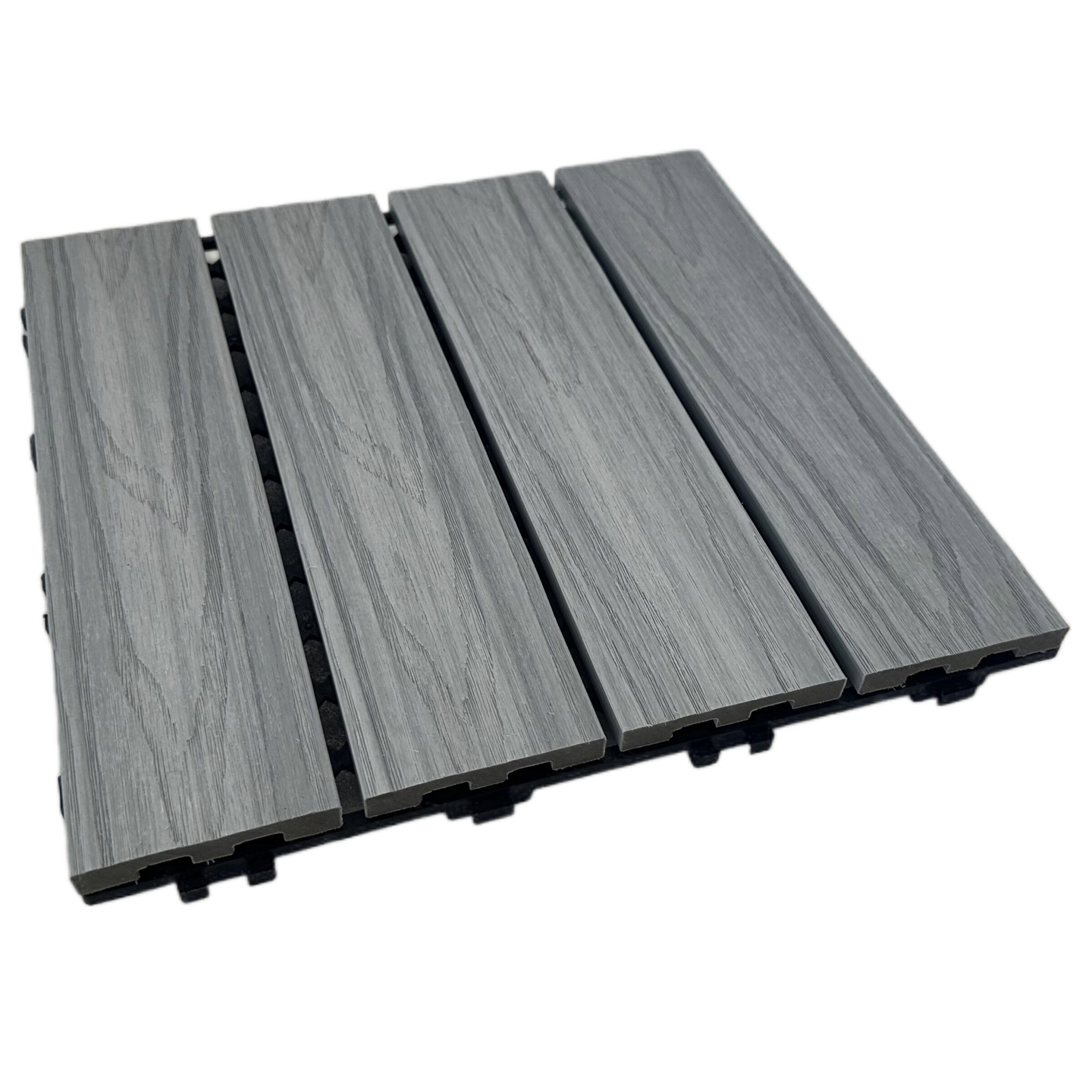 Puukomposiittilaatta Cello 30x30x2,2cm uritettu pinta vaaleanharmaa 4kpl