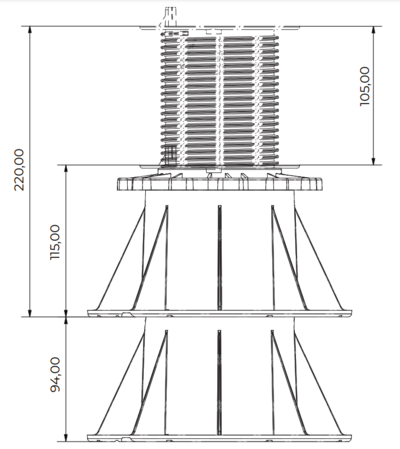 TERRASSFOT PROF JUSTERBAR 115-220MM