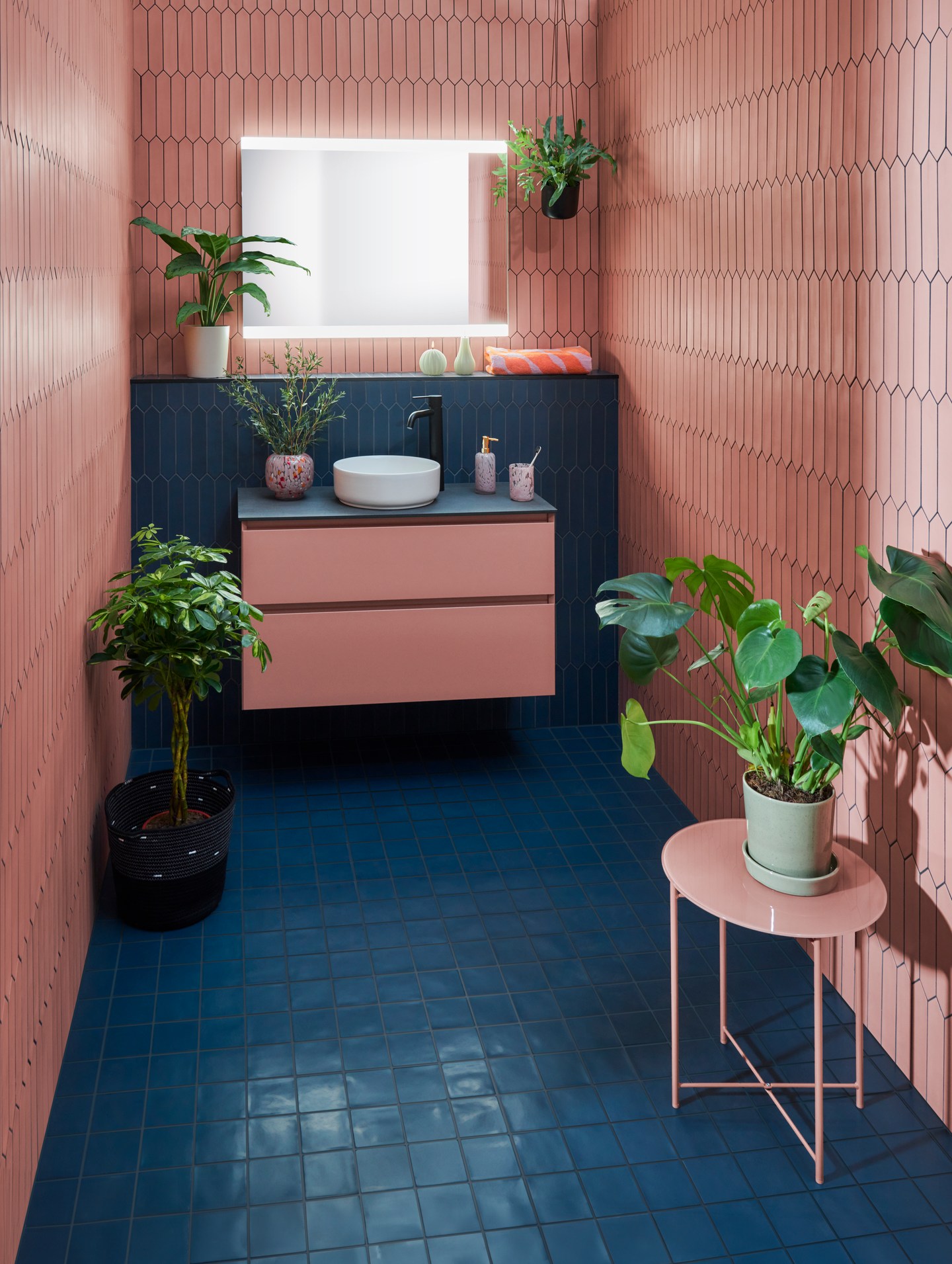 Seinälaatta Cello Lanse 5x25 vaaleanpunainen matta 0,5m²