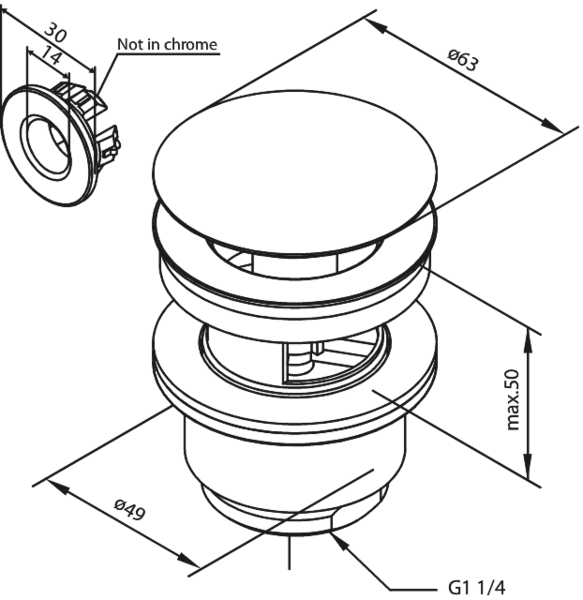 BOTTENVENTIL DAMIXA POP-UP MATT VIT
