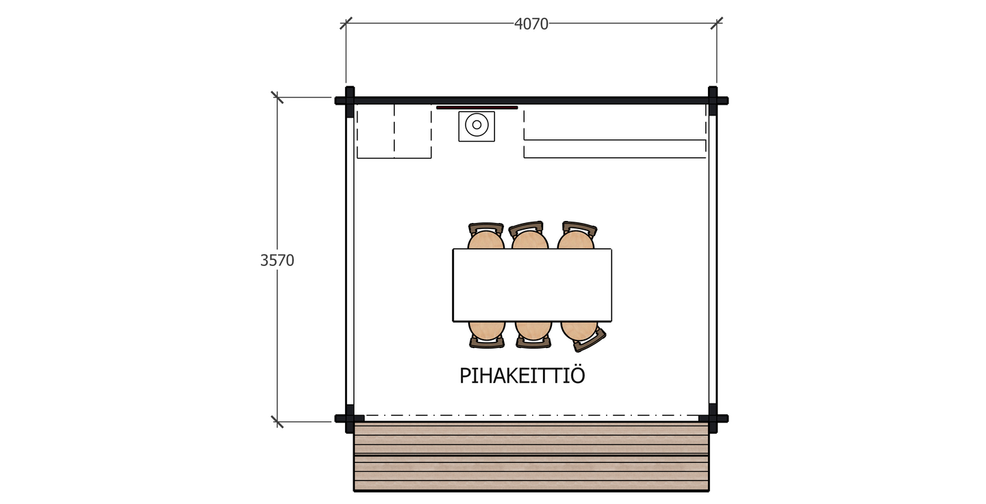 Pihakeittiö Kimara 2 13,5m²