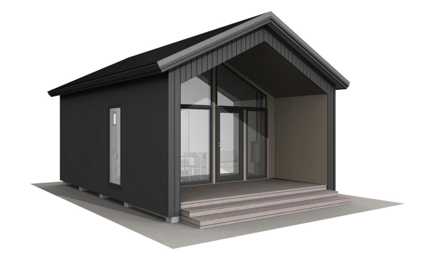 Huvila Pontti H330 30m² tupakeittiö, makuuhuone ja wc