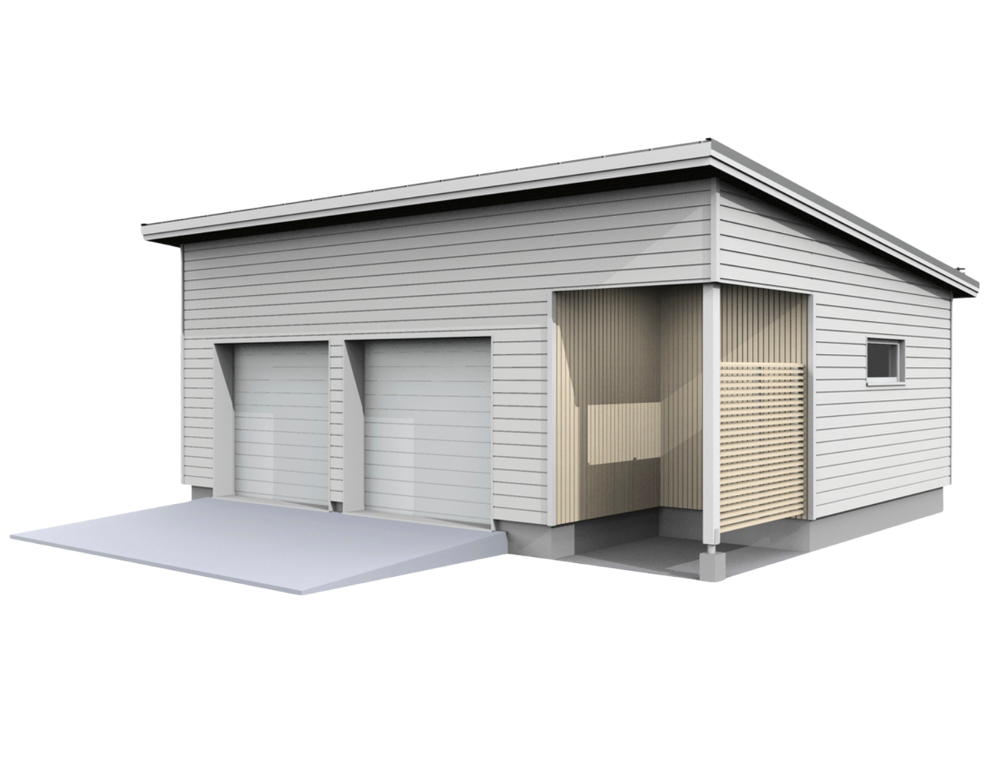 Autotalli Kimara Pontti AT49VP vaakaverhous + pulpettikatto 49m²