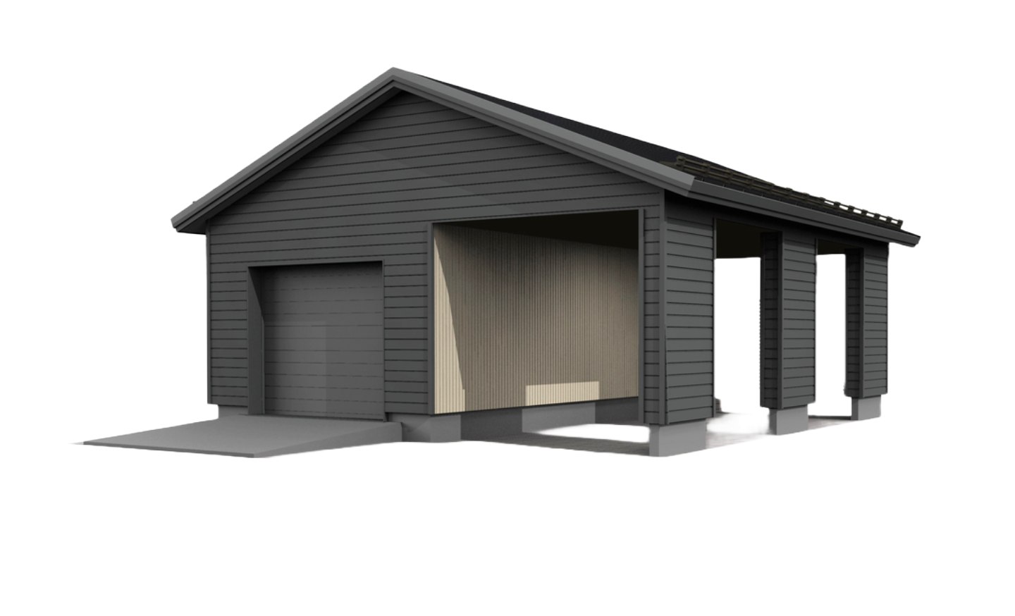 Autotalli/autokatos Kimara Pontti ATAK33VH vaakaverhous + harjakatto 33m²