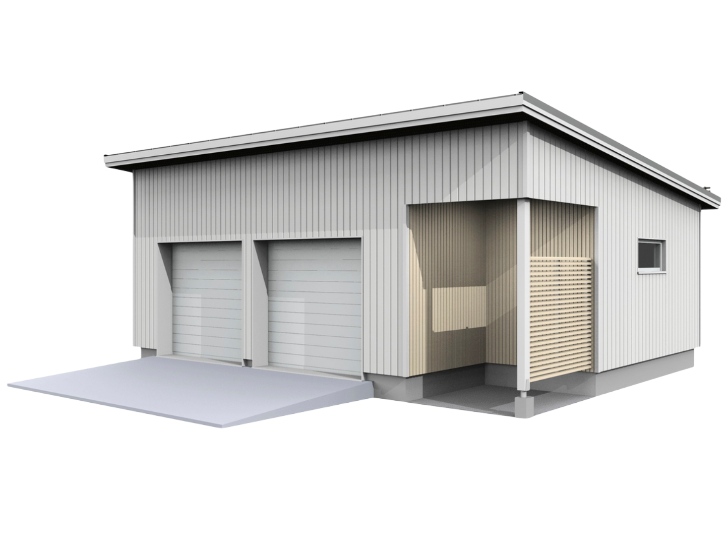 Autotalli Kimara Pontti AT49PP pystyverhous + pulpettikatto 49m²