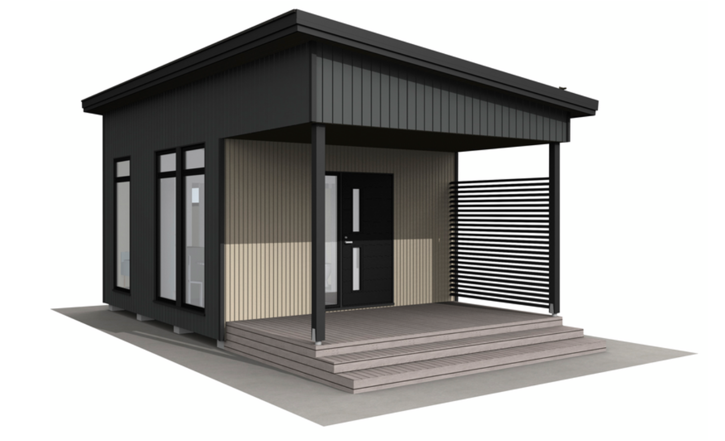 Huvila Pontti H125 tupa, makuuhuone ja wc