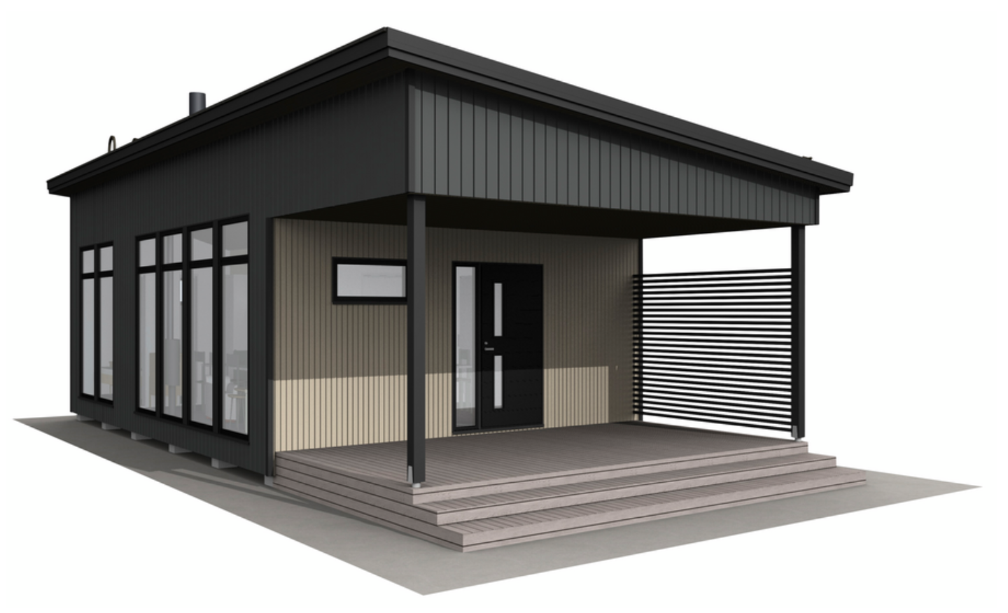 Huvila Pontti H150 50m² tupakeittiö ja 2 x makuuhuone