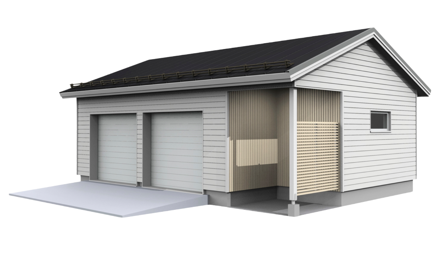 Autotalli Kimara Pontti AT49VH vaakaverhous + harjakatto 49m²