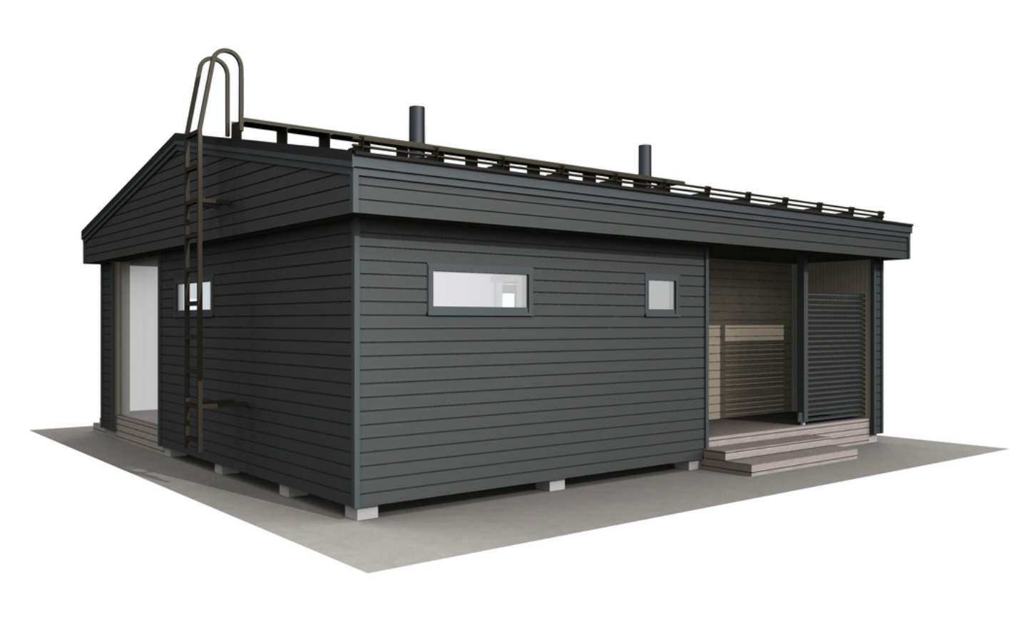 Huvila Pontti H450S 50m² tupakeittiö, makuuhuone, wc ja sauna