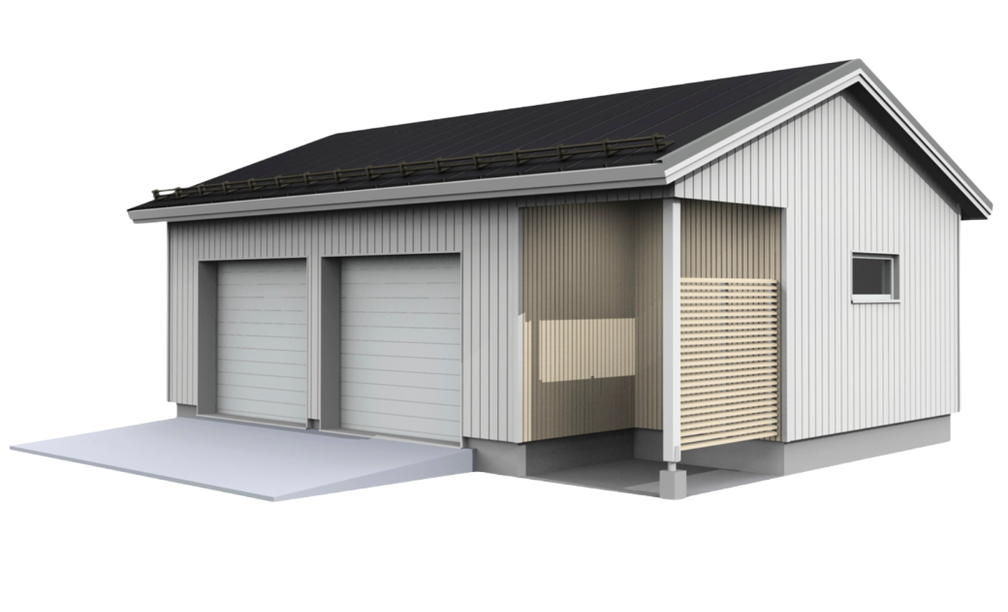 Autotalli Kimara Pontti AT49PH pystyverhous + harjakatto 49m²