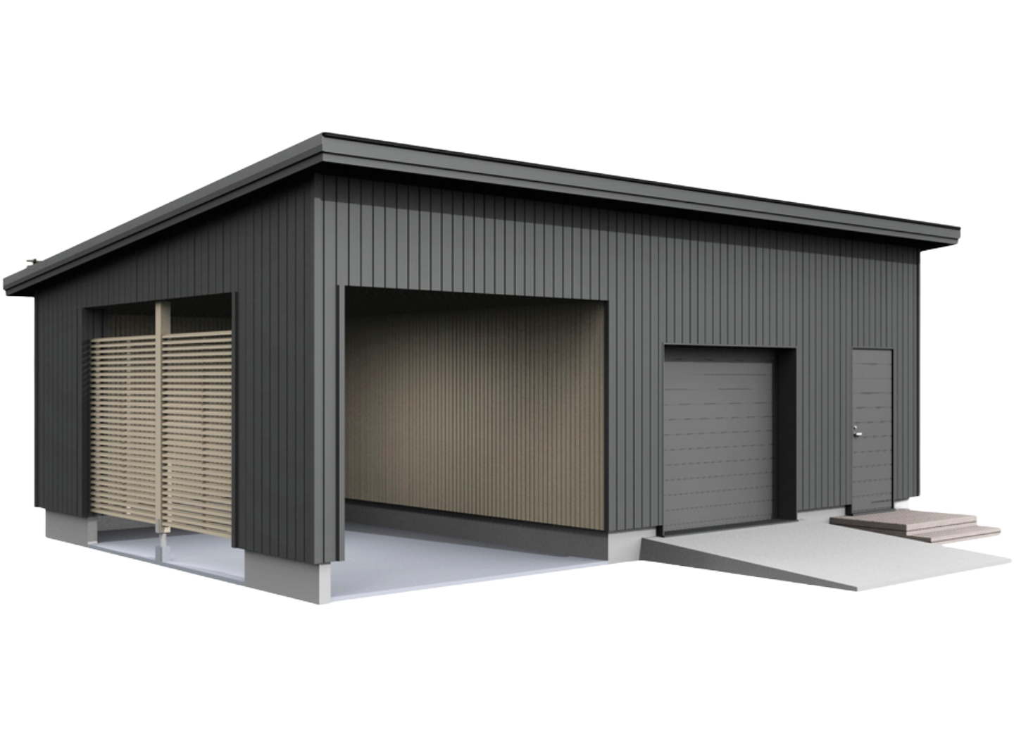 Autotalli/autokatos Kimara Pontti ATAK36,5PP pystyverhous + pulpettikatto 36,5m²