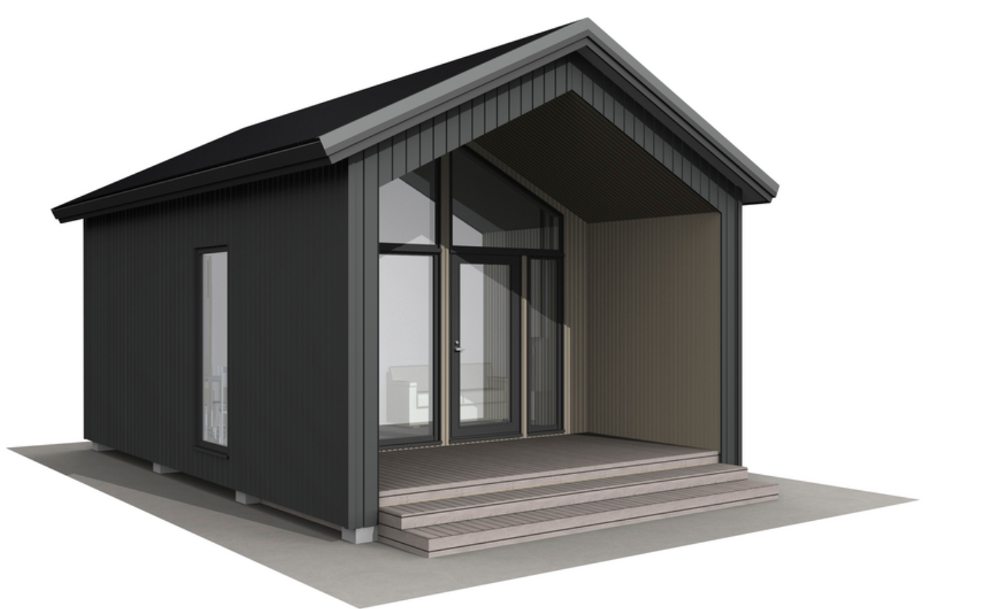 Huvila Pontti H325 25m² tupa, wc ja makuuhuone