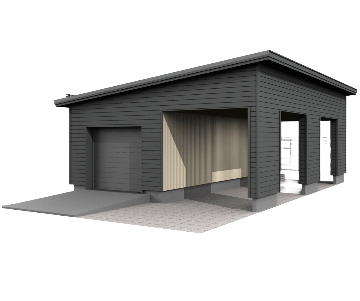 Autotalli/autokatos Kimara Pontti ATAK33VP vaakaverhous + pulpettikatto 33m²