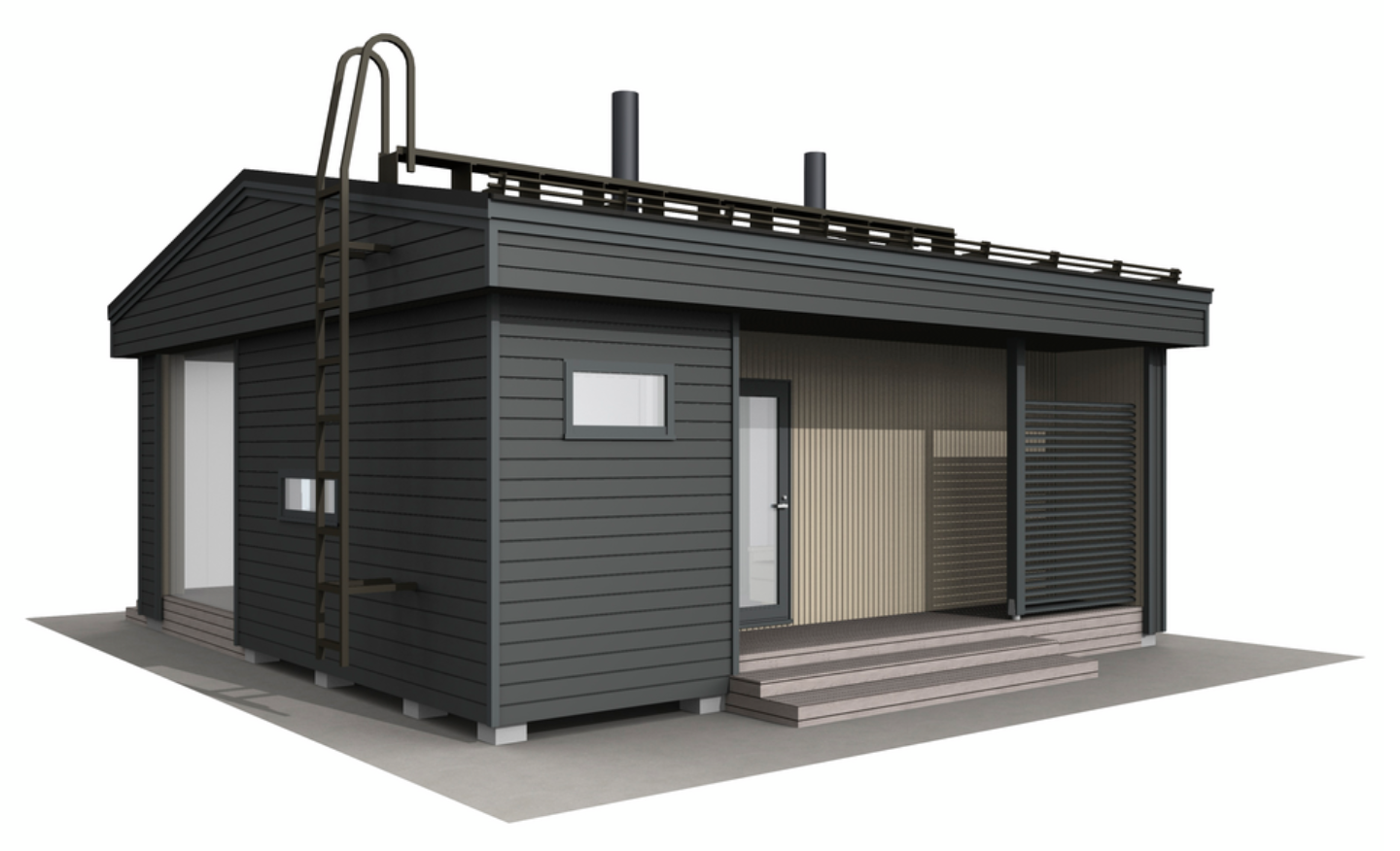 Huvila Pontti H430S 30m² tupa, wc ja sauna