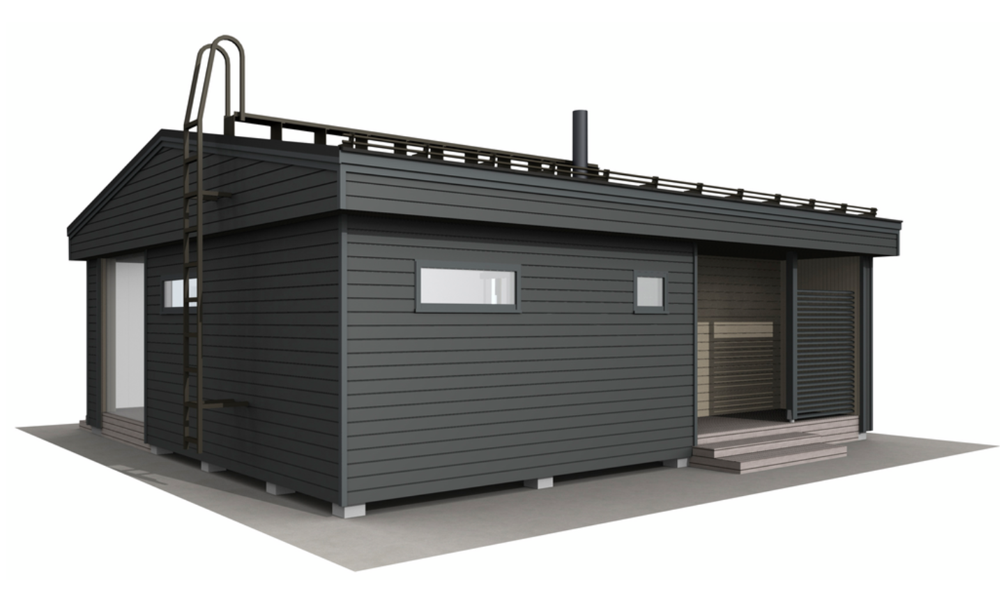 Huvila Pontti H450 50m² tupakeittiö, wc ja 2 x makuuhuone