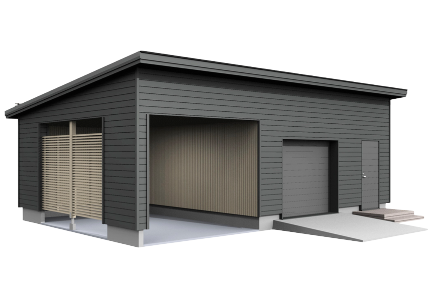 Autotalli/autokatos Kimara Pontti ATAK36,5VP vaakaverhous + pulpettikatto 36,5m²