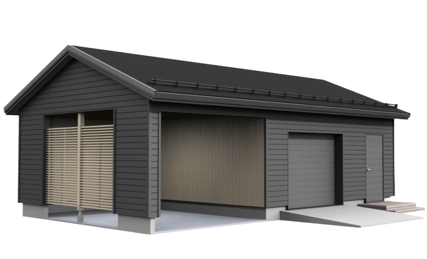 Autotalli/autokatos Kimara Pontti ATAK36,5VH vaakaverhous + harjakatto 36,5m²