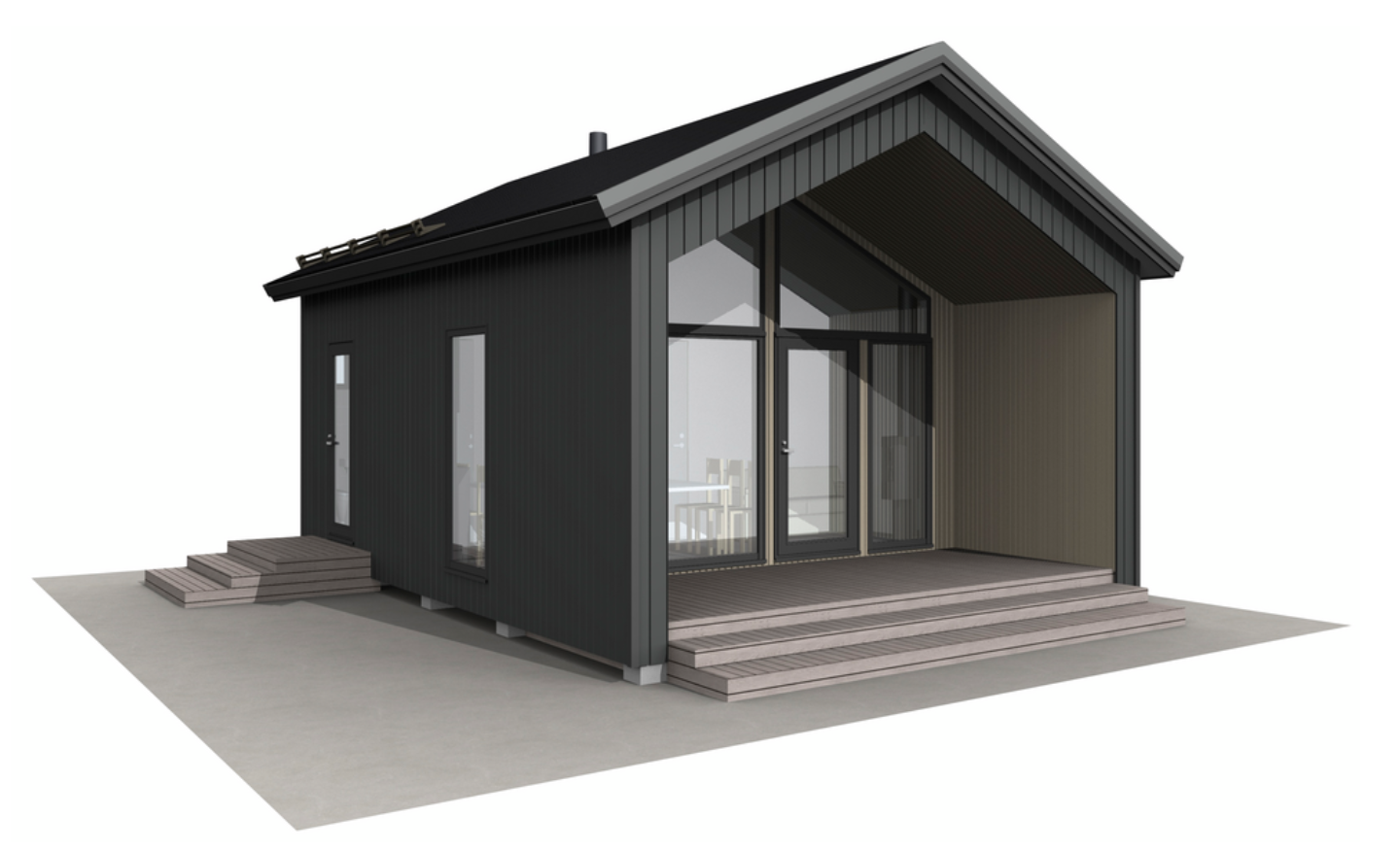 Huvila Pontti H330S 30m² tupakeittiö, wc ja sauna