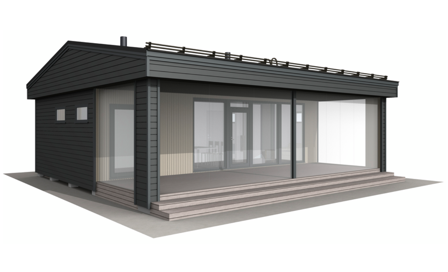 Huvila Pontti H450S 50m² tupakeittiö, makuuhuone, wc ja sauna