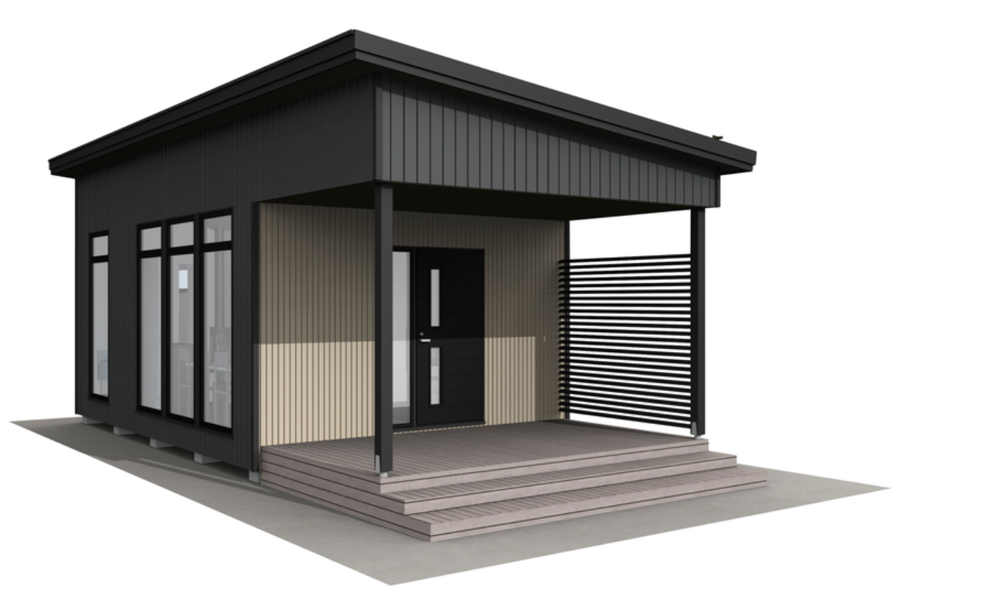 Huvila Pontti H130 30m² tupa, wc ja makuuhuone