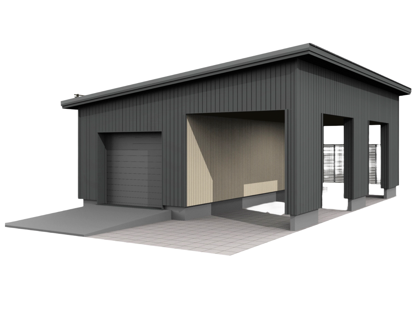 Autotalli/autokatos Kimara Pontti ATAK33PP pystyverhous + pulpettikatto 33m²