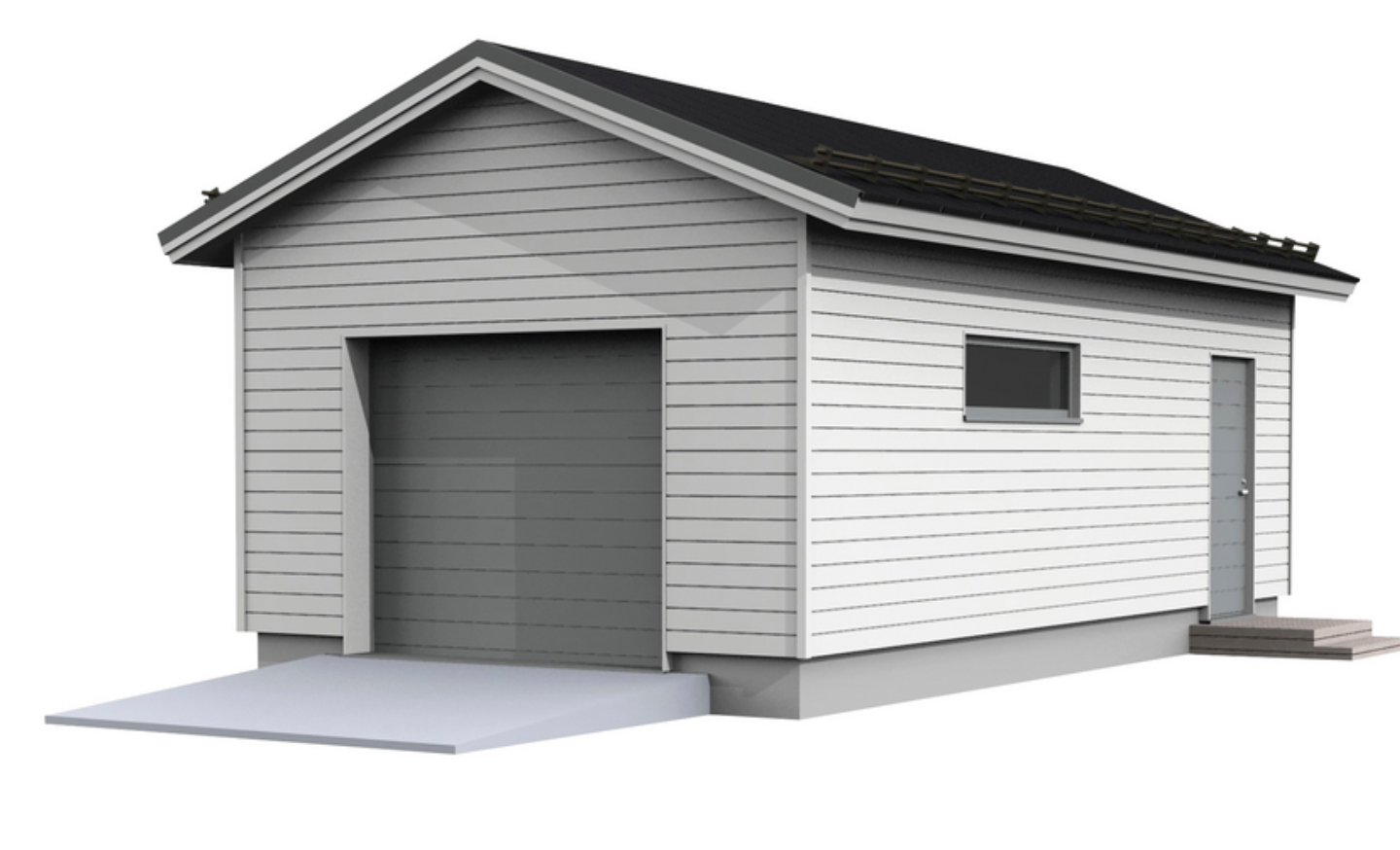 Autotalli Kimara Pontti AT36VH vaakaverhous + harjakatto 36m²