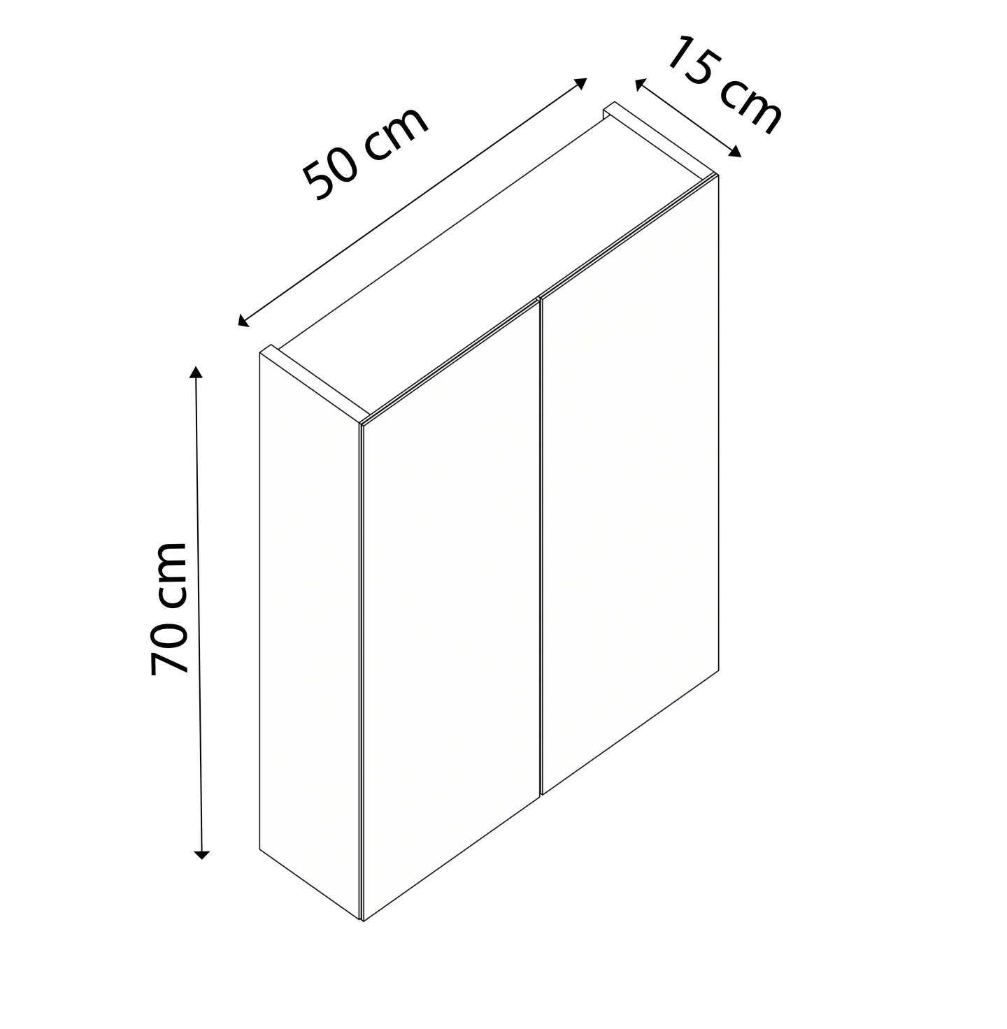 Peilikaappi Cello Sand 50cm tammi 2-ovinen