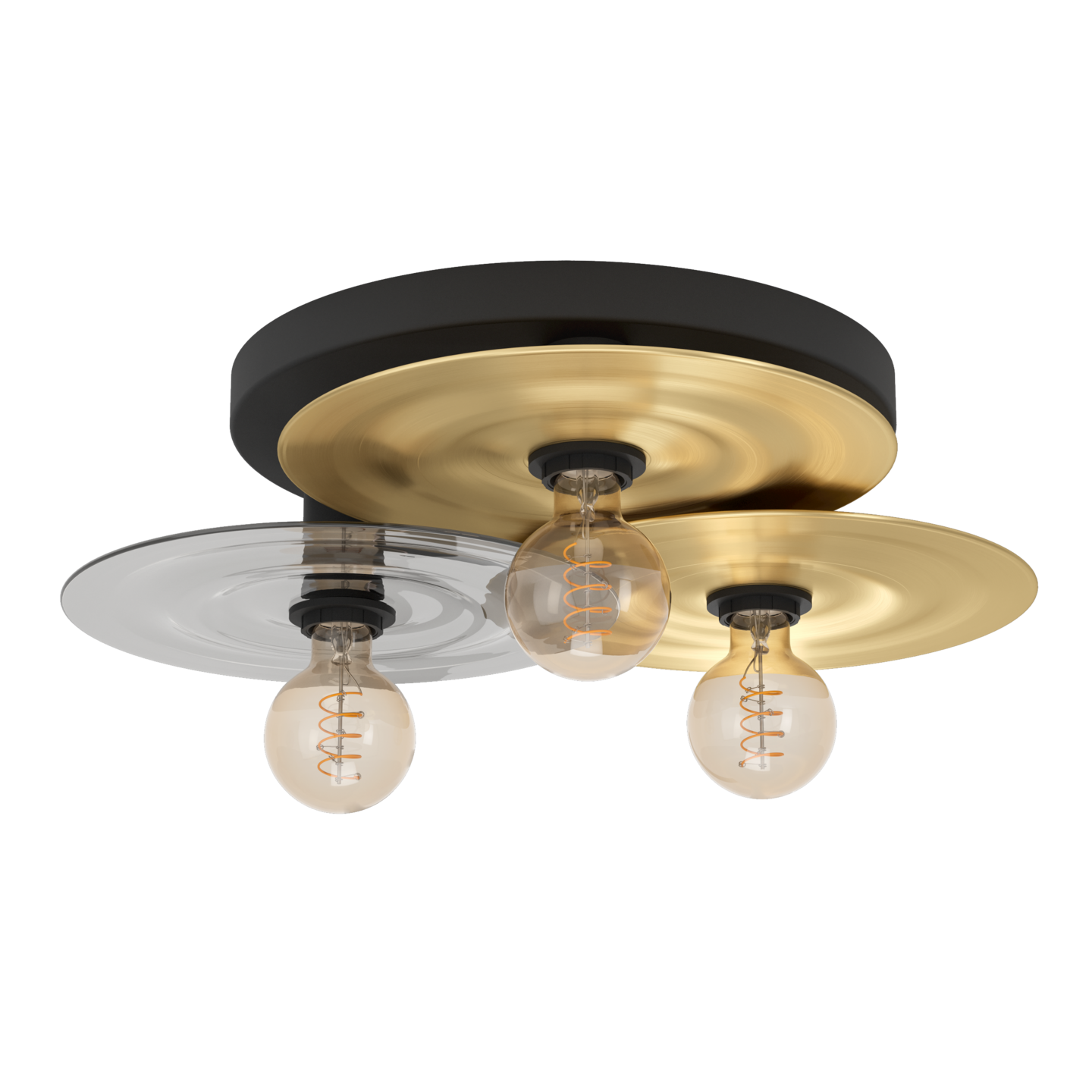 Kattovalaisin EGLO 3-os Lintmill E27 musta/messinki/harmaa