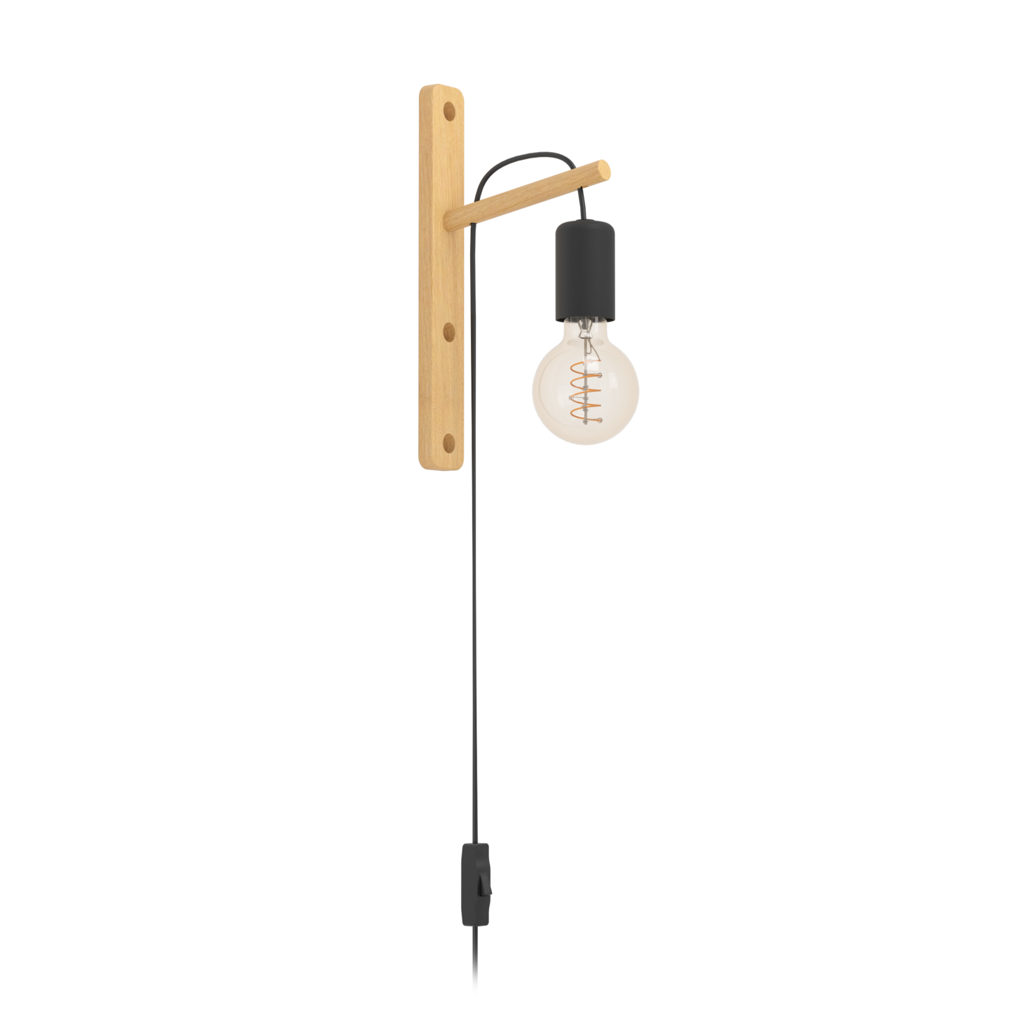 Seinävalaisin EGLO Pockley E27 musta/puu