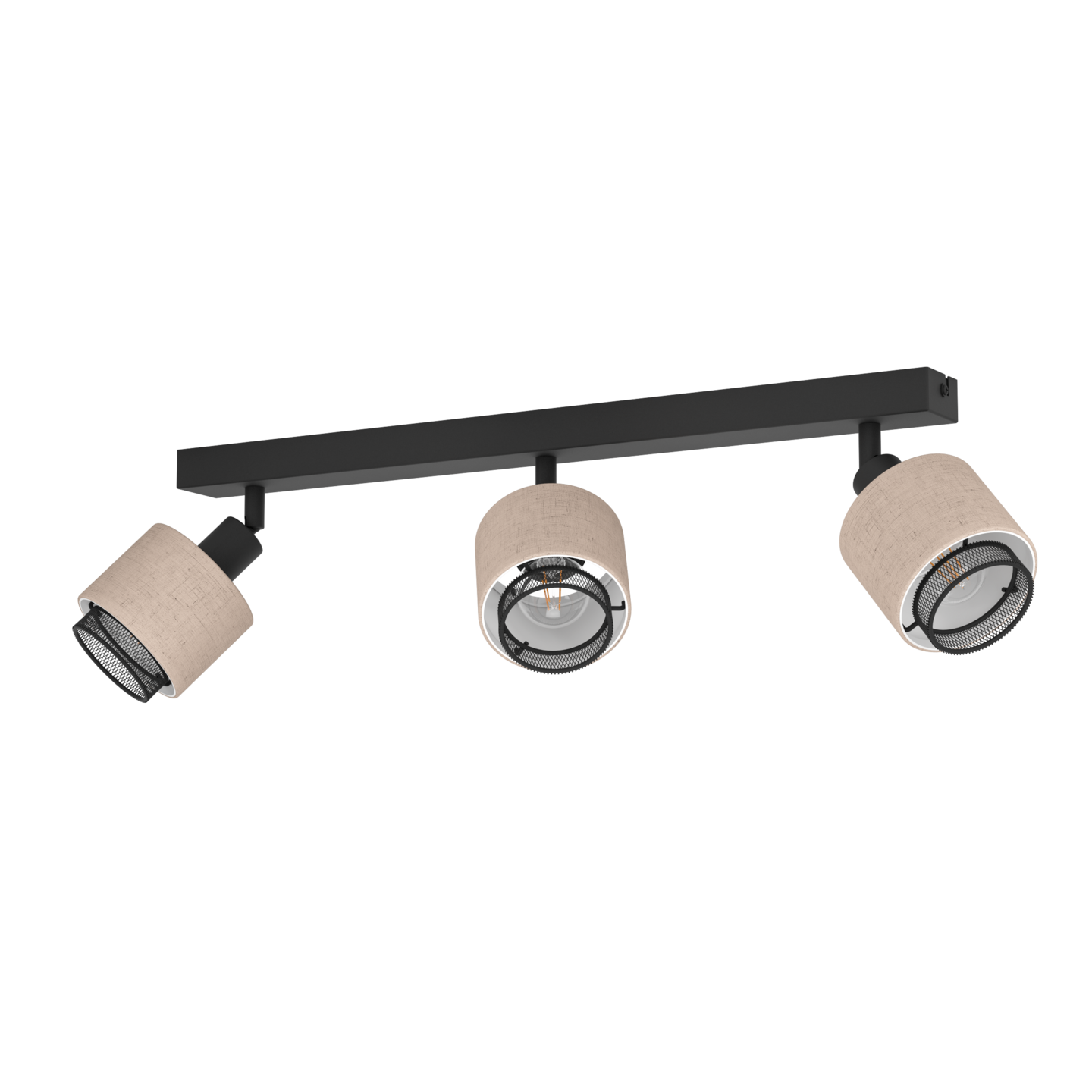 Kattospotti EGLO Rosley 3-osainen E14 musta/pellava