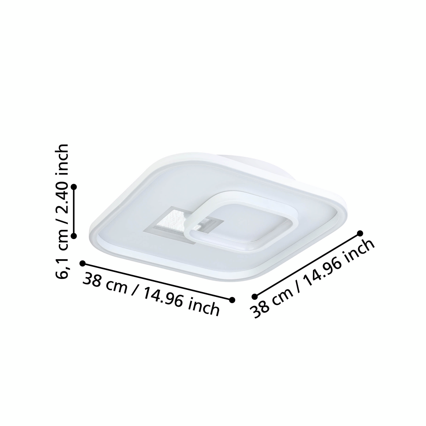 Kattovalaisin EGLO Tiriolo led 16,2W/9,2W 38x38cm valkoinen/hopea
