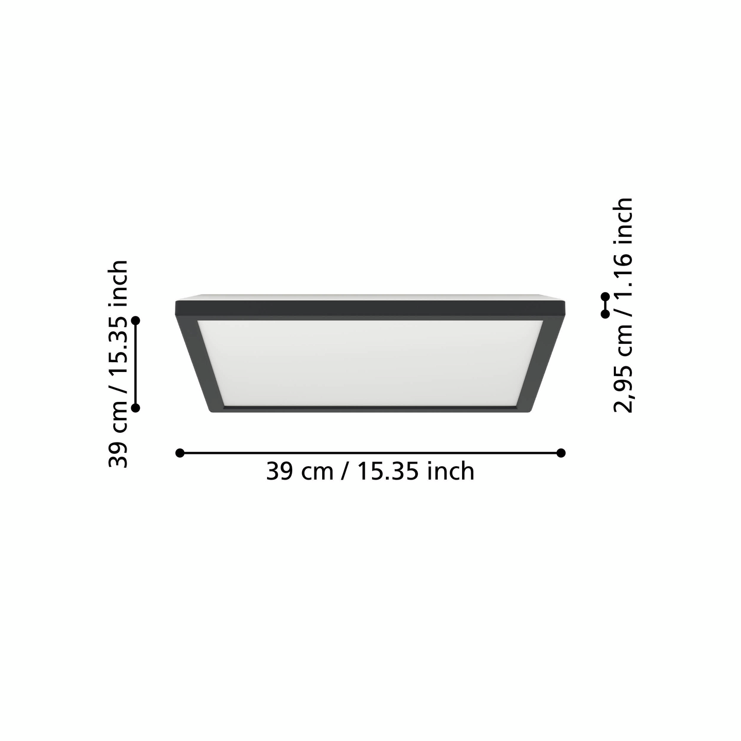Kattovalaisin EGLO Rovito led 17,6W CCT 39x39cm musta